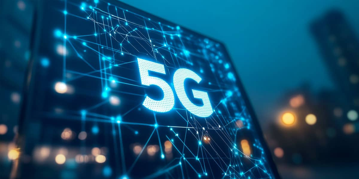 sigle 5g sur un immeuble interconnecté